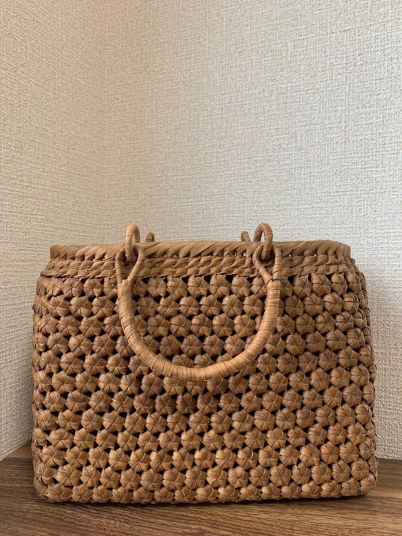 山葡萄　山葡萄籠バッグ　山葡萄かごバッグ　花編み　内布あり 