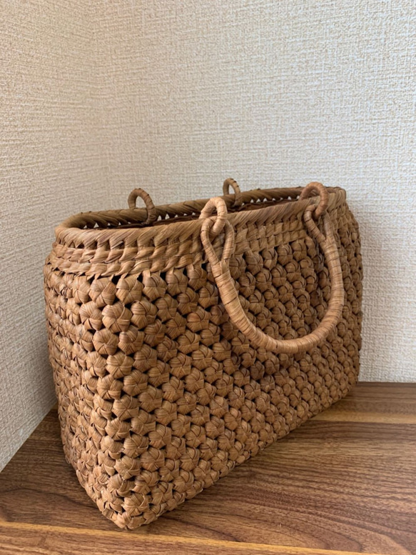 山葡萄　山葡萄籠バッグ　山葡萄かごバッグ　花編み　内布あり 