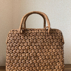山葡萄　山葡萄かごバッグ　手作り　山葡萄籠バッグ　花編み　籠バッグ 1枚目の画像