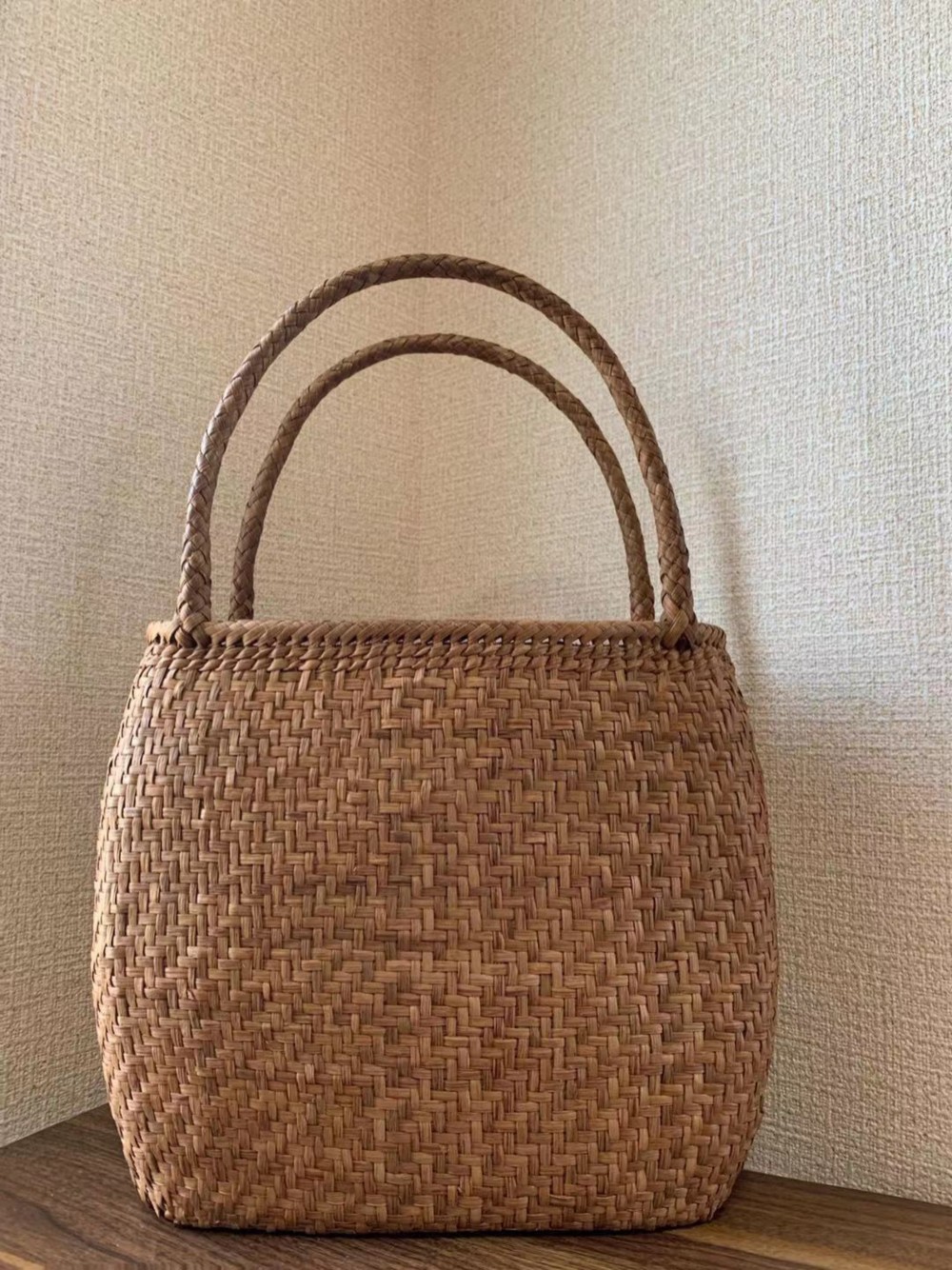 山葡萄 山葡萄籠バッグ 手作り 山葡萄かごバッグ 網代編み 細ひご 内布