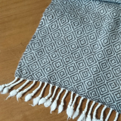 ＬＩＮＥＮ　ＧＩＲＬの手織り　タスマニアラムウール　バーズアイブラウン×ホワイト 4枚目の画像