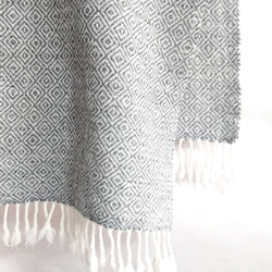 LINEN GIRLの手織り　タスマニアラムウール　バーズアイグレー×ホワイト 1枚目の画像