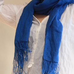 【再販】本藍染め手織りのガーゼみたいなコットンストール　無地　【送料無料】 5枚目の画像