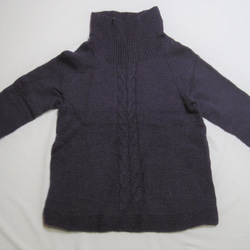ハイネックセーター　ウール100％手編みなのに安価　ゆったりサイズ　S064 9枚目の画像