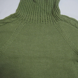 ハイネックセーター　ウール100％手編みなのに安価　ゆったりサイズ　S065 10枚目の画像