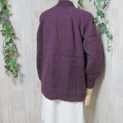カーディガン　ウール100％手編みなのに安価　とても大きなサイズ　KS077 5枚目の画像