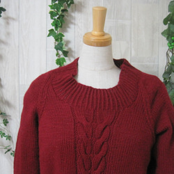 セーター　ウール100％手編みなのに安価　ゆったりサイズ　S067 2枚目の画像