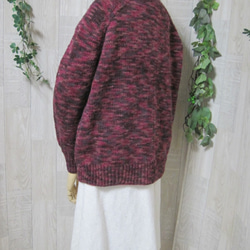 カーディガン　ウール100％手編みなのに安価　とても大きなサイズ　KS039 4枚目の画像