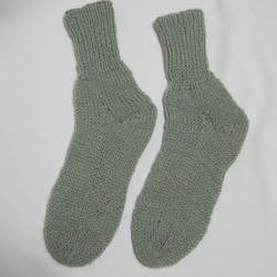靴下　ウール100％手編みなのに安価  大人用Ｋ432 2枚目の画像