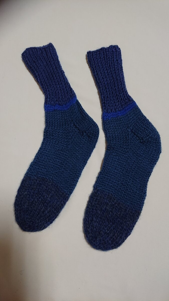 靴下　ウール100％手編みなのに安価 K463 2枚目の画像