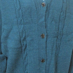 カーディガン　ウール100％手編みなのに安価　ゆったりサイズ　KS022 3枚目の画像