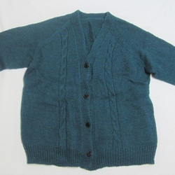 カーディガン　ウール100％手編みなのに安価　ゆったりサイズ　KS022 4枚目の画像
