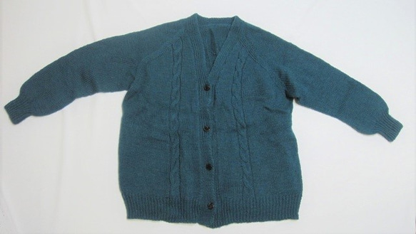 カーディガン　ウール100％手編みなのに安価　ゆったりサイズ　KS022 4枚目の画像