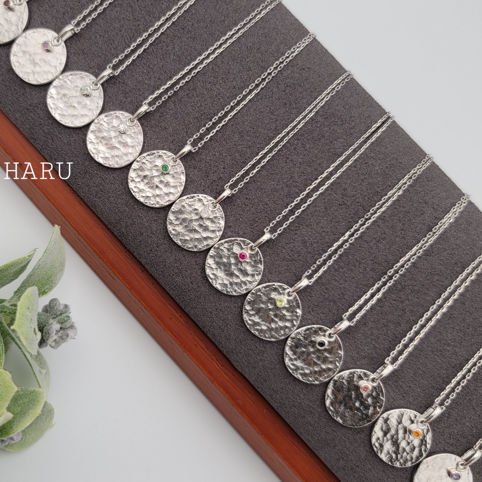 ☆誕生石1月～12月☆コインペンダント＊天然石ペンダントネックレス　HN116,117