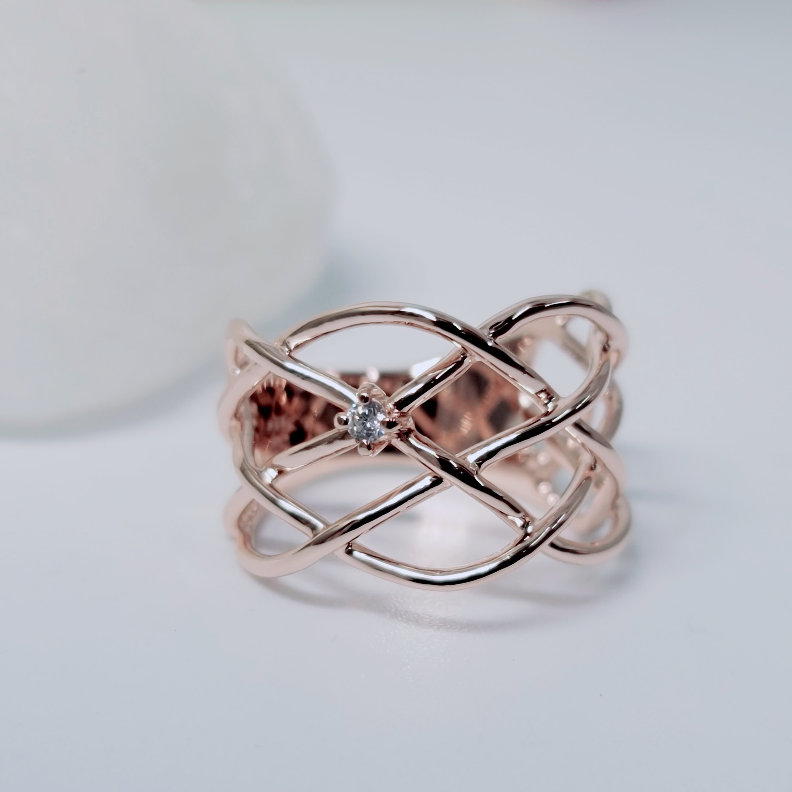 ※選べる*誕生石*天然石ポイント網レースリングH-118P