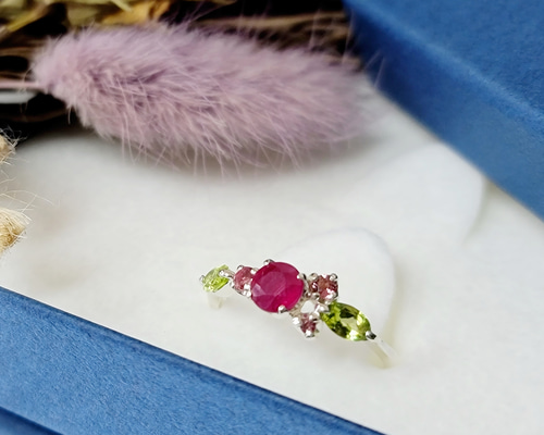 ◇天然石＊コスモス＊ルビー5㎜（グラスフィル）＊ピンクトルマリン