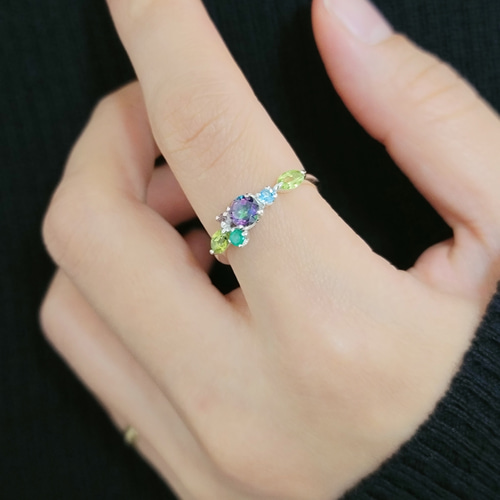 ◇天然石＊サンゴ＊ミスティックトパーズ＊エメラルド＊トパーズ