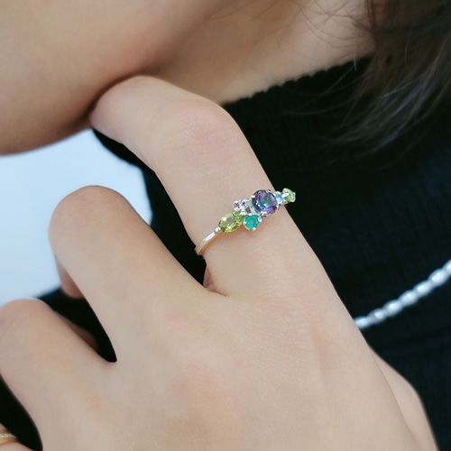 K18PG ガーネットトパーズ リング ミッシェルクラン　指輪 ホワイト トパーズ リング 指輪 18金 K18 トパーズ 2カラット 11月