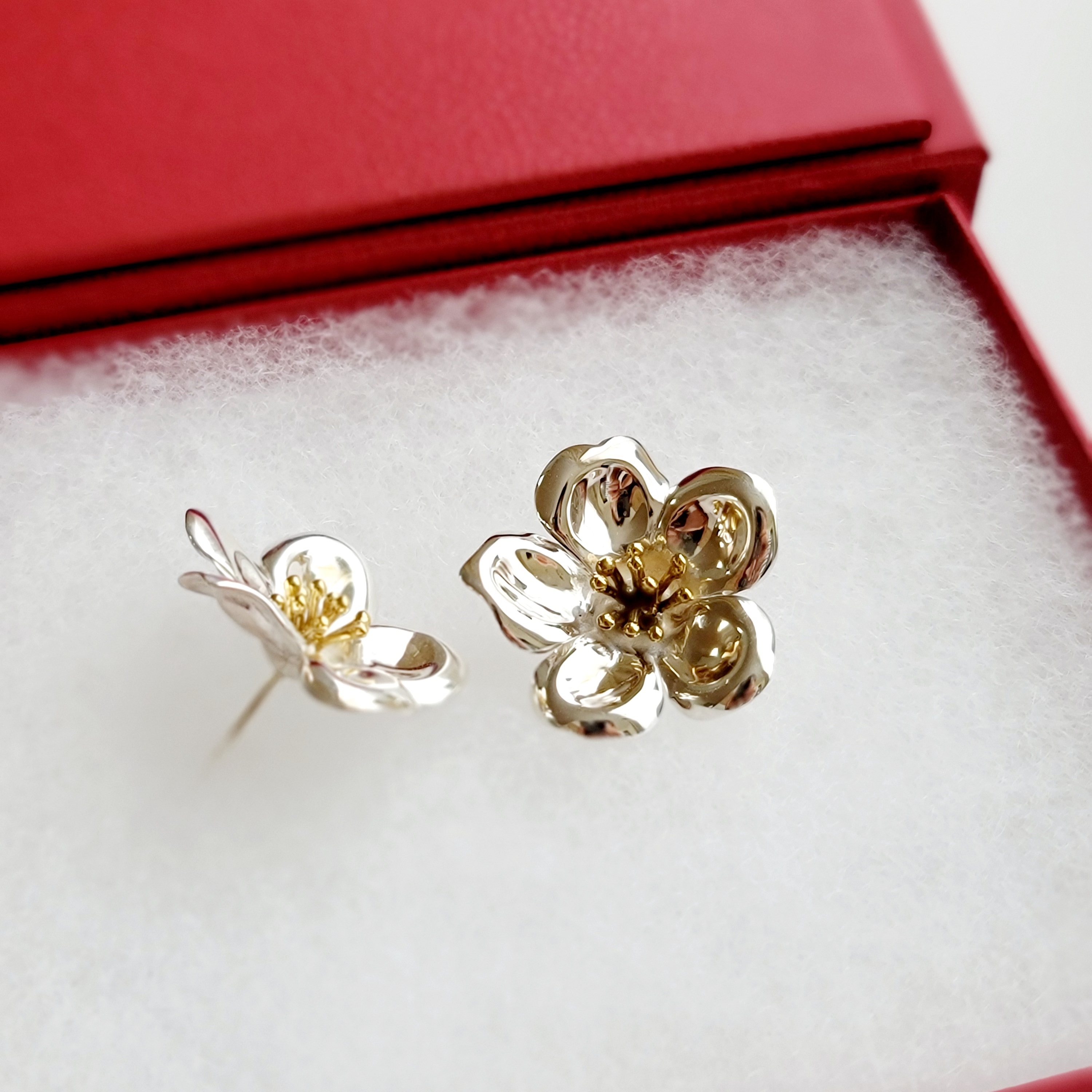 ツツジの花＊大ぶり＊シルバー925＊真鍮＊コンビ＊ピアス H-160,161S 12,402円