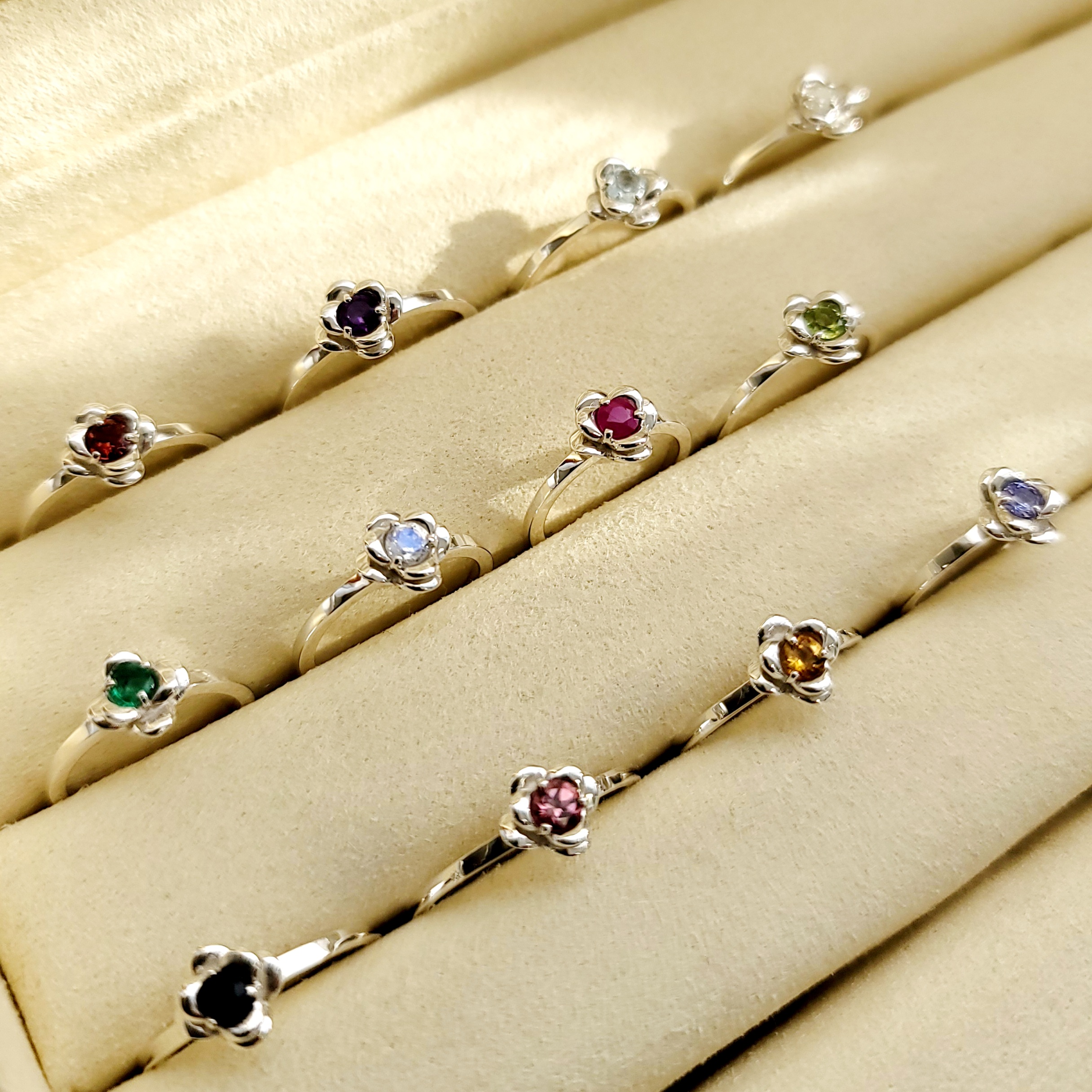 天然石＊1月~12月誕生石＊椿＊ピンキーリング＊シルバー H-172RH