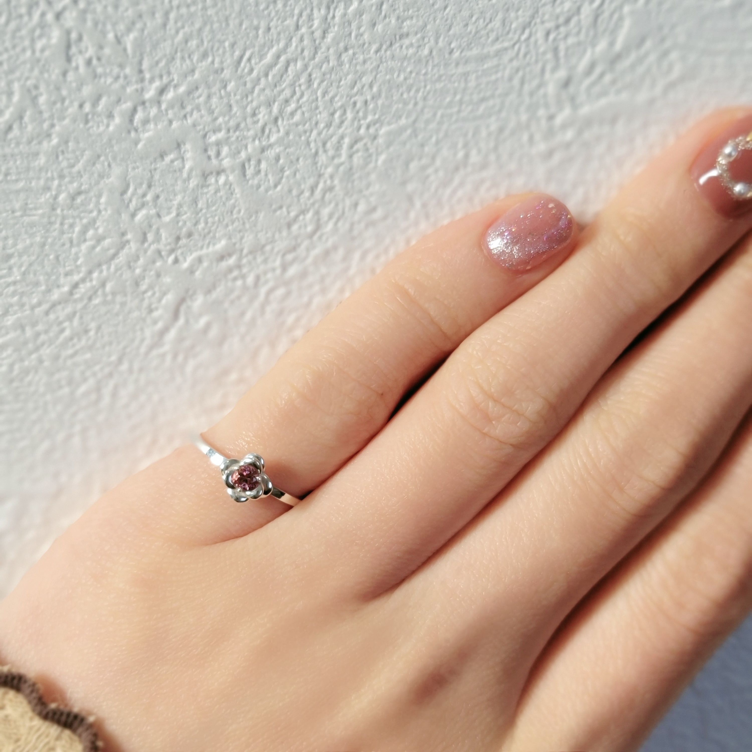 天然石＊1月~12月誕生石＊椿＊ピンキーリング＊シルバー H-172RH