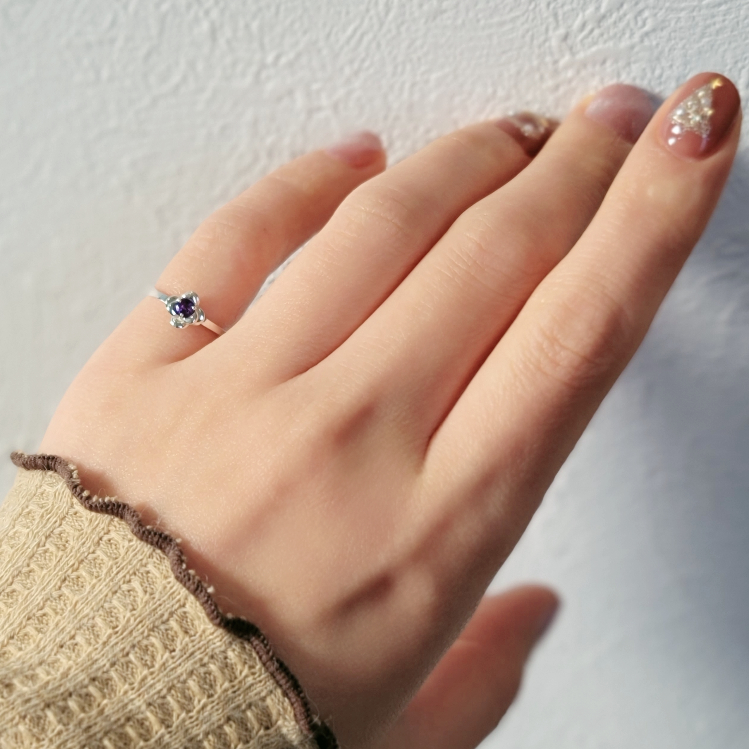 天然石＊1月~12月誕生石＊椿＊ピンキーリング＊シルバー H-172RH