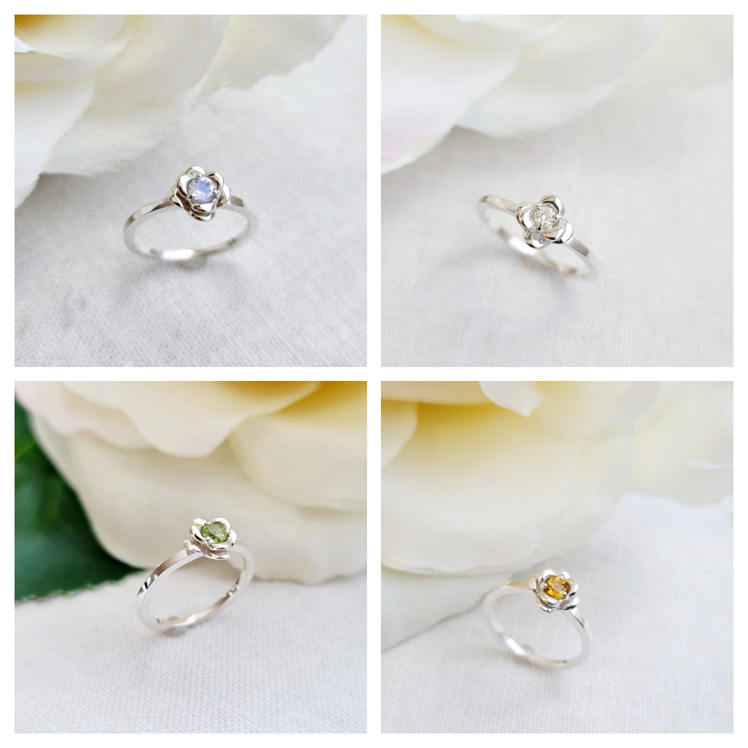 天然石＊1月~12月誕生石＊椿＊ピンキーリング＊シルバー H-172RH