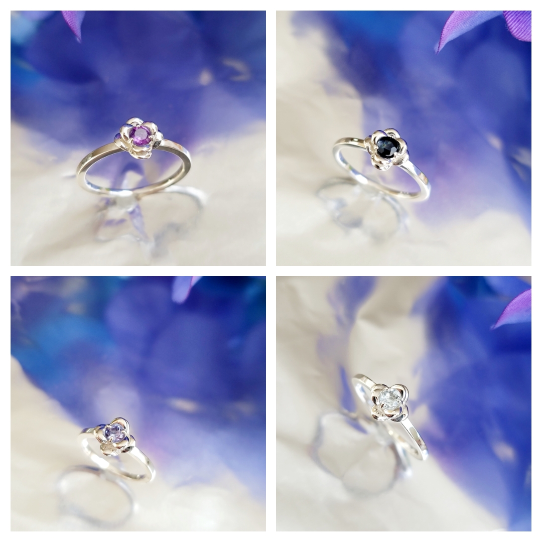 天然石＊1月~12月誕生石＊椿＊ピンキーリング＊シルバー H-172RH