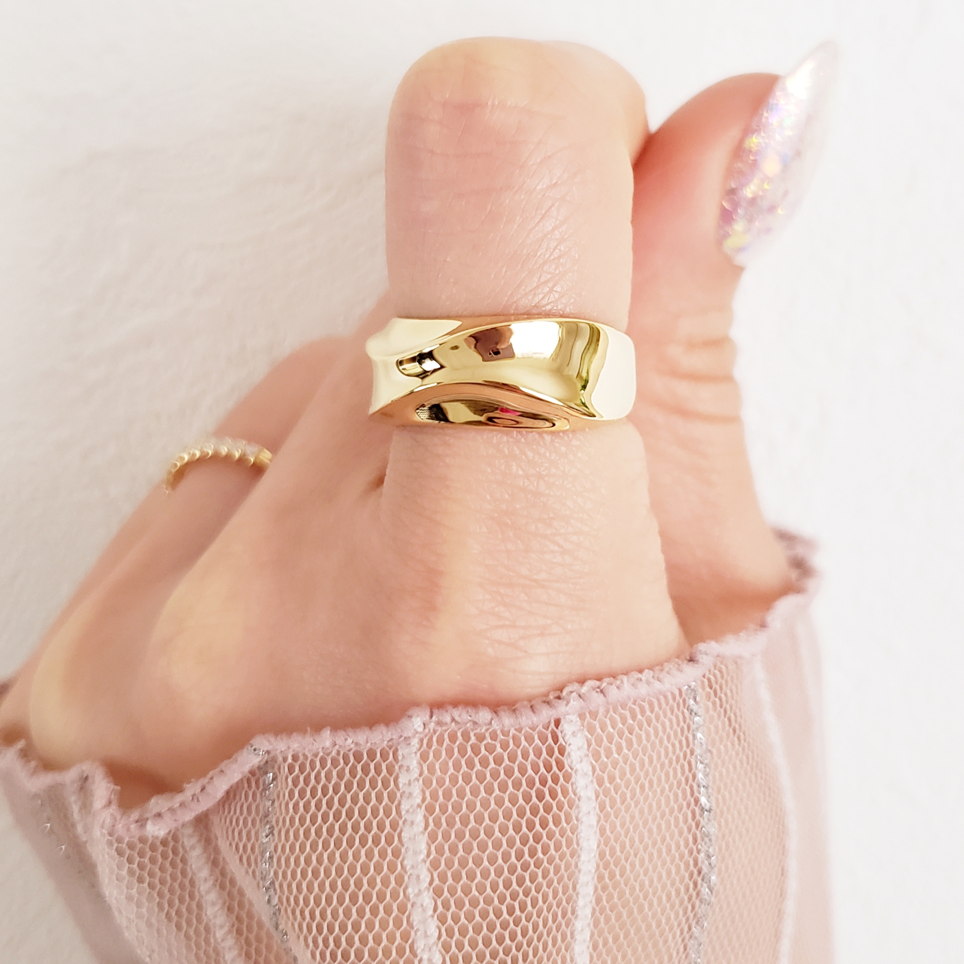 18KGP☆ワイドリング H004G＜SV925＞