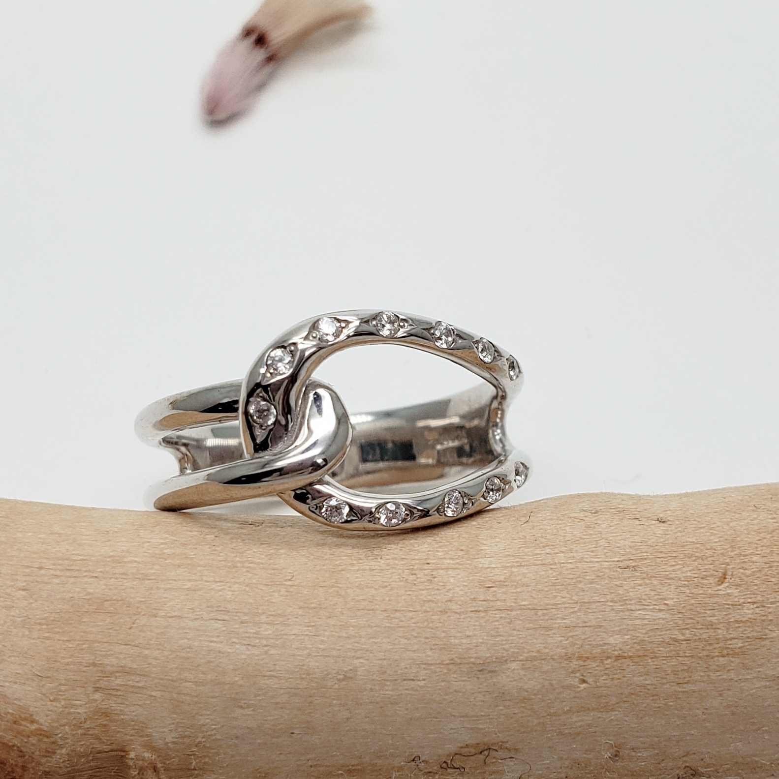 結びCZポイント♡シルバーリングH022R