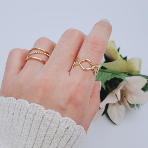 ◇ひし形ゴールドリング◇K18GP-H070G 指輪・リング アトリエ HARU