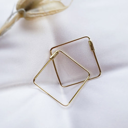 K10 Square Pierced Earrings H-046 2枚目の画像