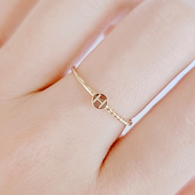 K10　刻印入れ アンバランス　デザインリング H052