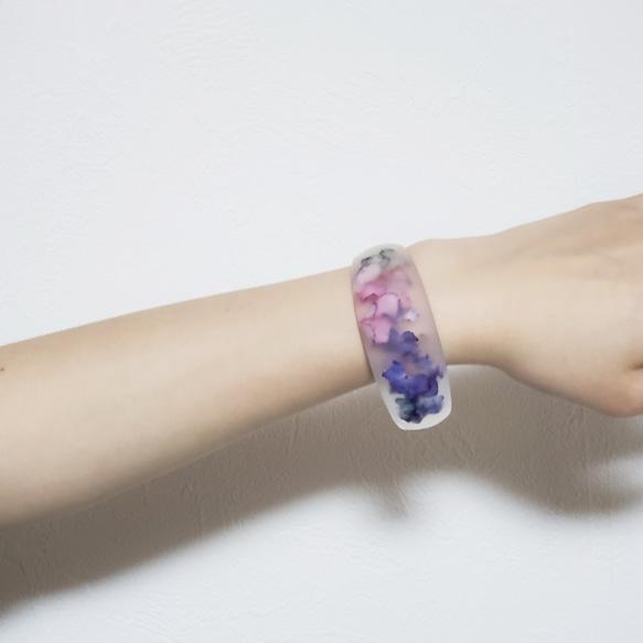 花舞う氷   　amethyst　紫陽花 －磨りガラス風バングル－ 3枚目の画像