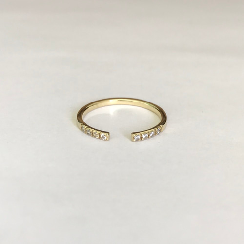 K10 10金 天然ダイヤモンド オープン フォークリング 指輪