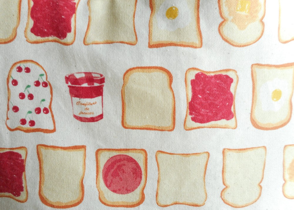 レトロな食パン柄の底が広いB5サイズミィディアムトートバッグ 6枚目の画像