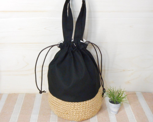 おまとめ★新品◇リネンハンドバッグ＋夏十色 麻巾着カゴ ssi 夏十色 本麻 ラタンバッグ かご巾着 籐蔓 全4タイプ