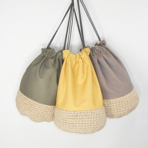 おまとめ★新品◇リネンハンドバッグ＋夏十色 麻巾着カゴ 母の日 春夏かご かごバッグ 巾着バッグ 紅籐バッグ リネン