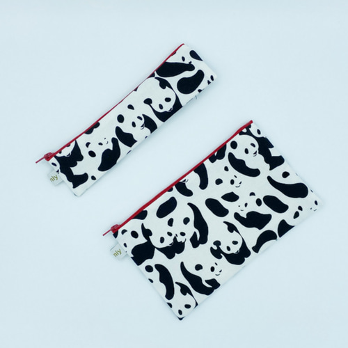 ♪再販♪ミニペンケース・かぎ針ケース♪モノトーンパンダ ペンケース