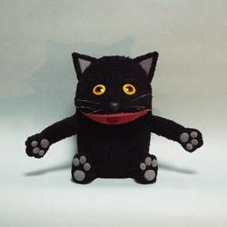 パペット　黒猫ニャン・口パク人形 1枚目の画像