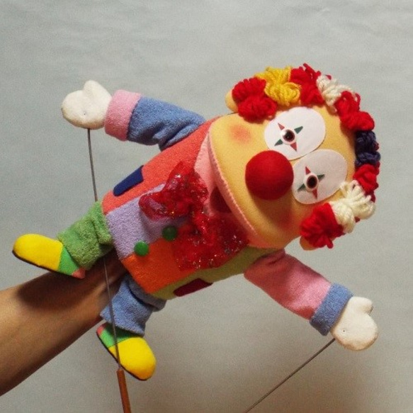パペット　ピエロの口パクミトン人形 6枚目の画像