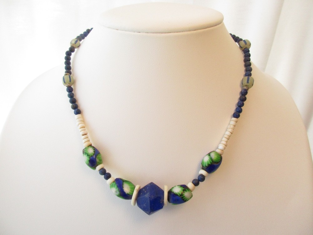 数量限定ハンドメイド アンティークとんぼ玉(ガラスビーズ)ネックレス-09