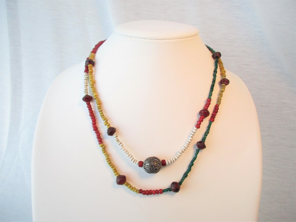 数量限定ハンドメイド アンティークとんぼ玉(ガラスビーズ)ネックレス-23