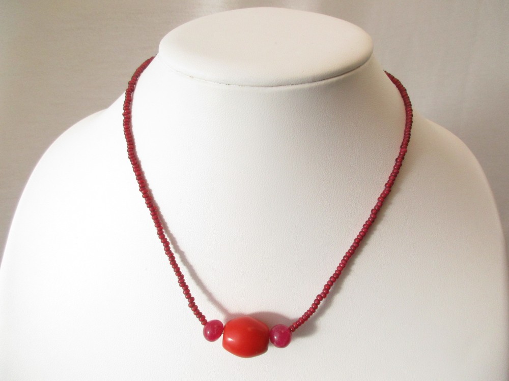 数量限定ハンドメイド アンティークとんぼ玉(ガラスビーズ)ネックレス-32