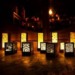 ミニ行灯 竹 - 置き型照明 Mサイズ ウォルナット 7枚目の画像