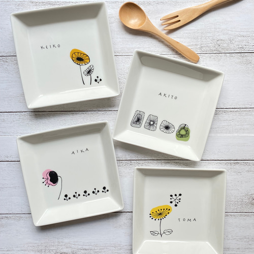 名入れ&ラッピング無料】北欧スクエアプレート&フォークセット 小皿