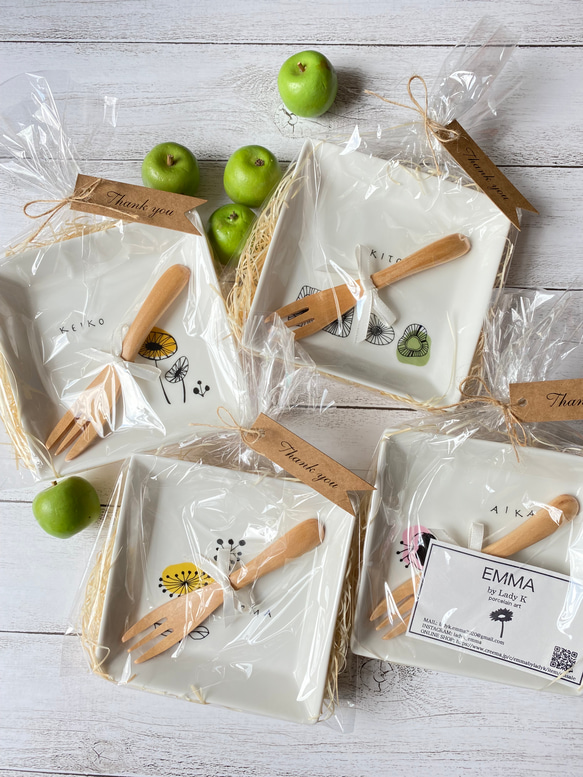 名入れ&ラッピング無料】北欧スクエアプレート&フォークセット 小皿