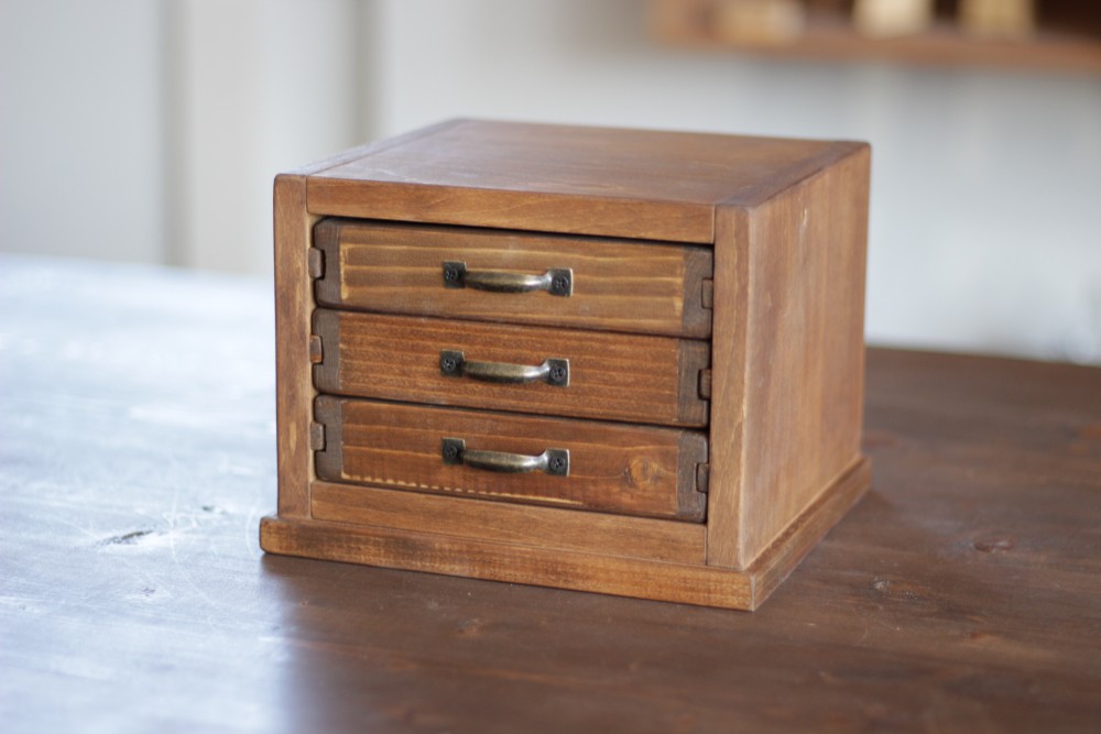 トレーにも使える　ミニチェスト　アンティークブラウン