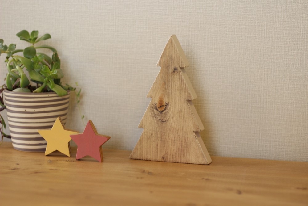 ツリー　オブジェ　木製 木製クリスマスツリー オブジェ（ブラウン） その他インテリア
