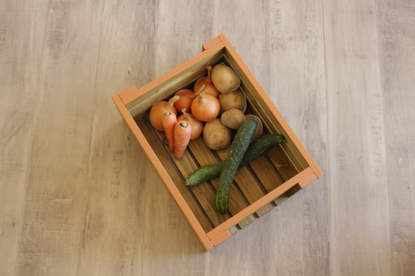 オリーブ×パンプキン　ベジタブルボックス　木箱 2枚目の画像